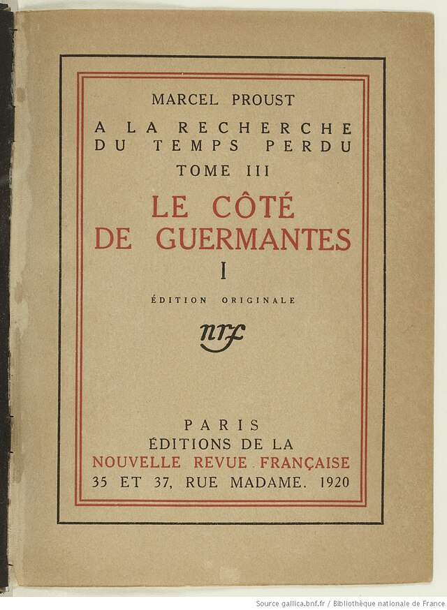 Marcel Proust "A la recherche du temps perdu"(Wikimedia Commons)