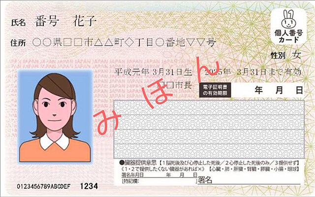 マイナンバーカードみほん Wikimedia Commons