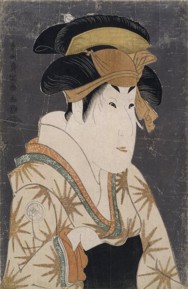 東洲斎写楽「三代目瀬川菊之丞の田辺文蔵妻おしづ」Wikimedia commons