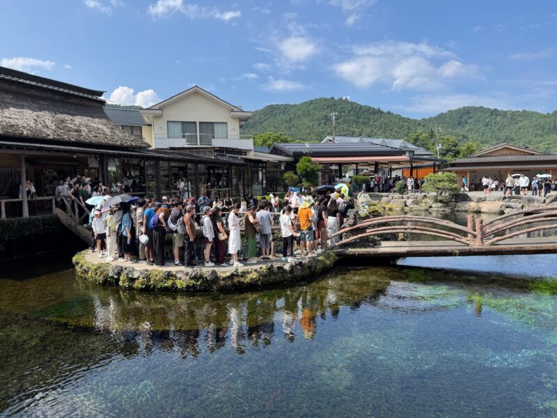 世界遺産の湧水池「忍野八海」の菖蒲池　中国人観光客で溢れていて近付けません　keiryusai.net