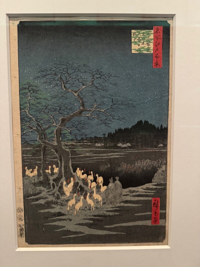 「名所江戸百景・王子装束ゑの木　大晦日の狐火」 歌川広重（1797～1858）筆｜江戸時代・安政4年（1857）｜大判錦（東京上野・国立博物館）
