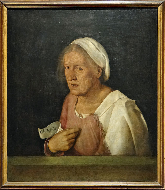 La Vieille / La Vecchia entre 1505 et 1508 Oeuvre de Giorgio ou Zorzi da Castelfranco dit Giorgione (1476-1477 / 1510)（出典 Wikimedia commons）